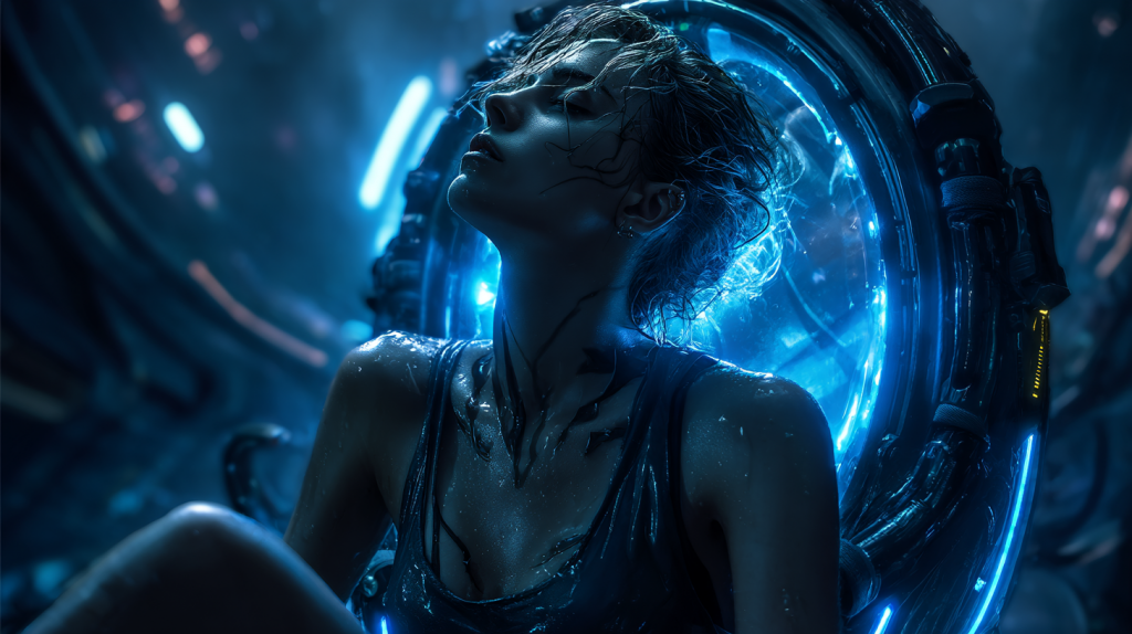 u6945813236 woman emerging from futuristic pod dramatic light a4852330 b918 465d b230 69b2f5a1d6fc 1